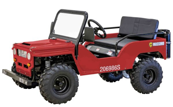 Massimo Mini Classic Military-Style Jeep, 125cc Engine, 3-Speed Transmission, 4-Stroke Single Cylinder